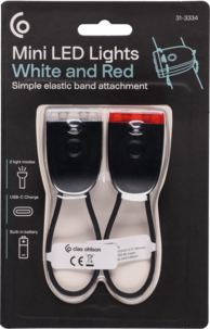 Laddbar Mini-LED vit/röd med gummiband, 2-pack