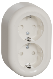 Schneider Renova 2-vägs utanpåliggande vägguttag, jordat