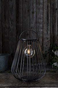 Stor solcellskorg Northlight ljuslykta, svart 43 cm