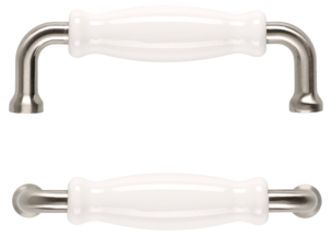 Porslinshandtag vit/matt krom, 2-pack