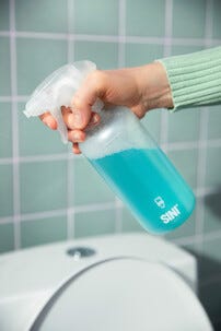 Sini toalettrengjøring sprayflaske og 2 tabs, startsett