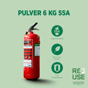 Housegard ReUse brandsläckare 6 kg 55A