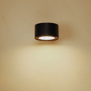 Vegglampe oppladbar, dimbar LED, USB, svart