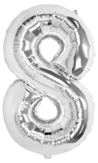Stor sifferballong silver 82 cm, 0-9, 1-pack