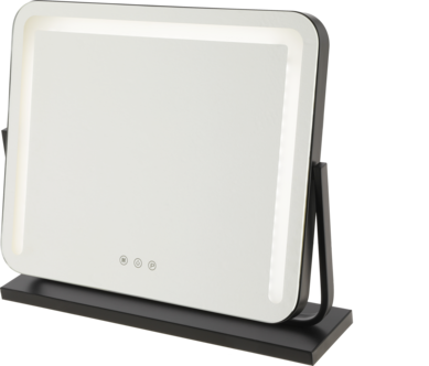 Sminkspegel med LED-belysning, svart, 52 x 44 cm