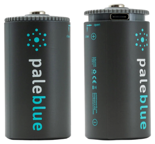 Pale Blue oppladbare D-batterier USB-C, 2-pakning