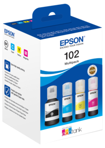 Epson 102 Eco Tank Mustepullo, 4 väriä