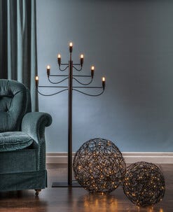 Adventsljusstake golv Milano 7-armad, svart, 120 cm