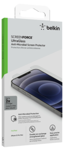 Näytönsuoja iPhone 12 Pro Maxille, Belkin ScreenForce UltraGlass Anti-Microbial