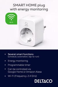 Deltaco SH-P01E16 smart plug med elmätare 16 A