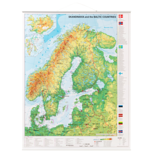 Naga Skandinavia-kart til vegg, laminert 97x67 cm