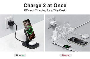 Trådlös magnetisk Qi2 laddare iPhone och AirPods, svart