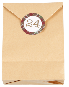 Adventskalender påsar med etiketter 1–24 