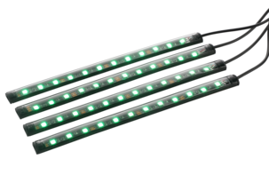 Interiørbelysning bil, lyslist LED, RGB, 4-pakning
