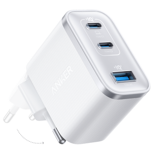 Anker Nano hurtiglader USB-C, 3 porter GaN 70 W, hvit