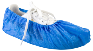 Skoskydd engångs, blå plast, inomhus, 100-pack