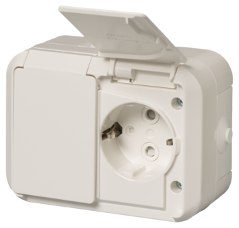 ABB Jussi utanpåliggande 2-vägs vägguttag IP55