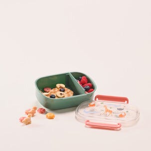 Matboks for barn, med rom og skje, grønn/rosa