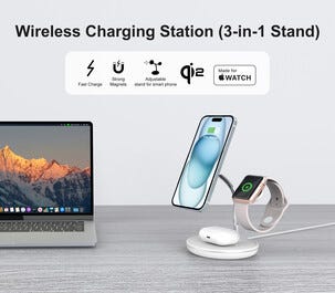 Trådlös Qi2 laddare 3-i-1 för iPhone, magnetisk, 15 W