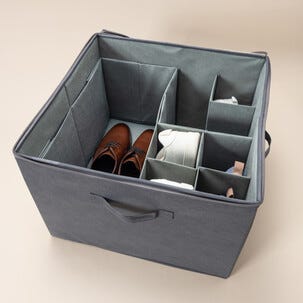 Skohylle i tekstil med justerbare rom, 44,5x44,5x32 cm