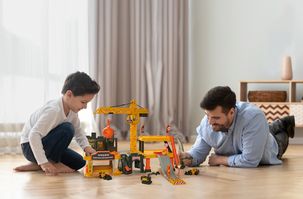 Majorette Volvo Creatix byggeplass inkl. 5 biler