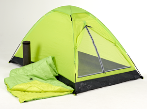 Telt, sovepose og liggeunderlag