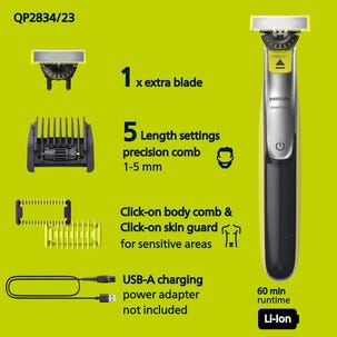 Philips OneBlade Face and Body QP2834/23, elektrisk barberhøvel