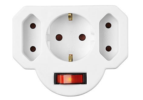 3-vägs förgreningskontakt med strömbrytare