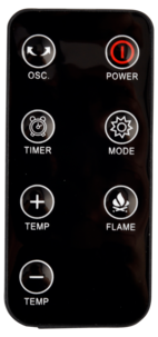 Vifteovn med kunstig peis, 2000 W