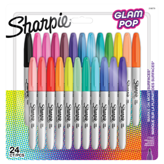 Sharpie Glam Pop markerpennor, blandade färger 24-pack