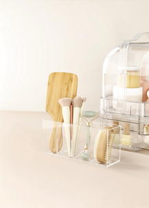 Meikkilokerikko, 4 lokeroa, kirkasta muovia