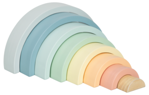 Rakennuspalikat Sateenkaari puuta, 8 osaa, yli 1,5-vuotiaille
