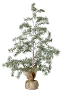 Lerketre med fot innpakket i jute, 90 cm