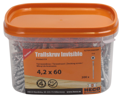 Terassiruuvi Invisible Heco Decking Tool 4,2 x 60 mm
