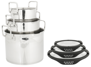 Kastrullset induktion rostfritt stål, 6 delar