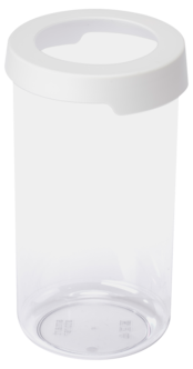 Pyöreä muovipurkki ja kansi