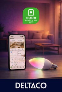 Deltaco Smart Home kronljuslampa LED RGB WiFi, E14 4,9 W dimbar