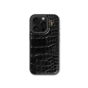 Ideal of Sweden Black Croco iPhone 16 Pro mobildeksel