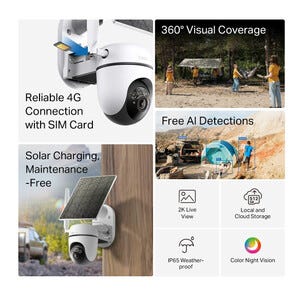 TP-Link Tapo C615G KIT overvåkningskamera solcelle, wifi/4G