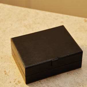 Smyckeskrin herr, smyckesbricka med lock, stapelbar, svart