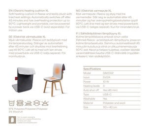 Elektrisk varmeteppe XL fleece USB 110x40 cm