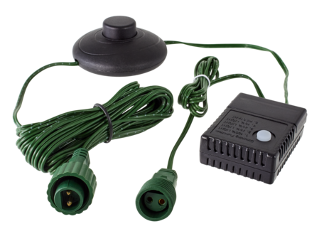 Fotstrømbryter med kontrollboks til juletre 12 V, med dimmerfunksjon og timer