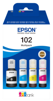 Epson 102 Eco Tank Mustepullo, 4 väriä