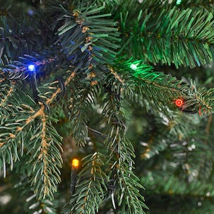 Juletre 210 cm med LED-lys, flerfarget