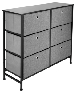 Kommode i metall med skuffer i tekstil, svart