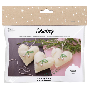 Creativ Company DIY-kit sykit, sömnad 3 hjärtan