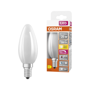 Dimbar mignon lyspære LED E14 Osram, varmhvit