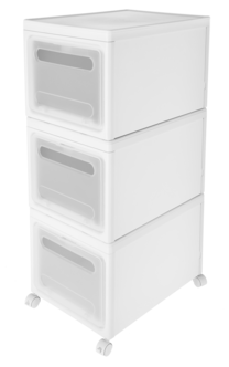 Stapelbar förvaring med hjul, 3 lådor