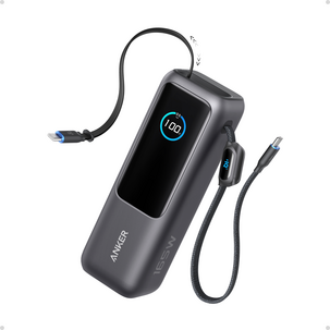 Anker Power Bank 25K 165 W, inbyggda USB-C-kablar