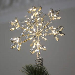 Toppstjärna julgran silver med belysning, 28 cm